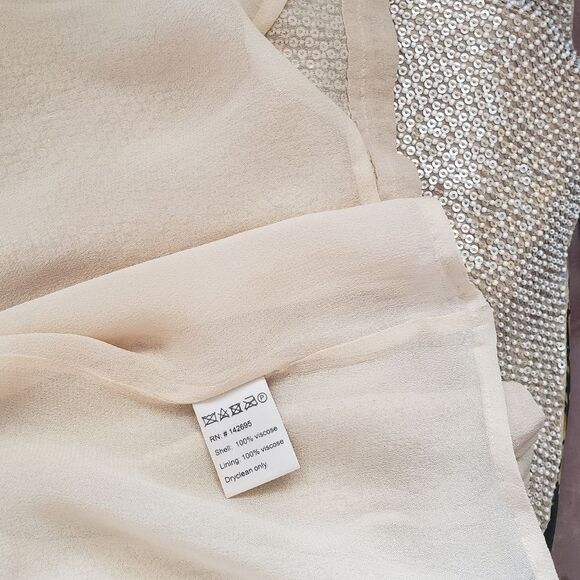 MLV Sequin/Pearl Embellished Camisole Top in Natural/Tan - Picture 10 of 12